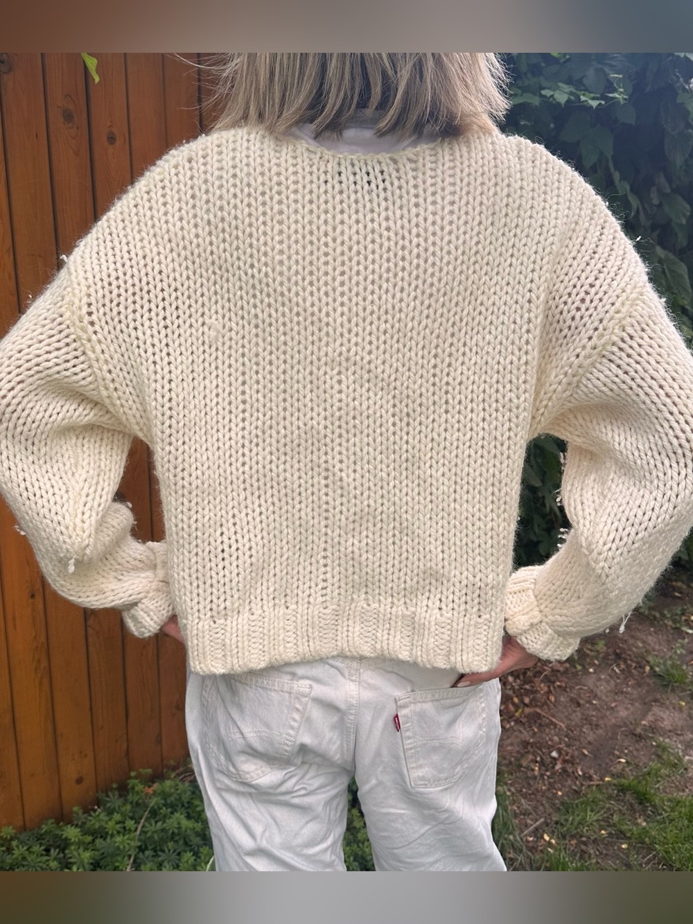 Zara Chunky Cream Knit Button Cardigan - Picture 7 of 9